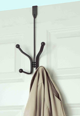 Home Basics Over The Door Hanging Rack Hooks with Crystal Knobs (Rose Gold, 5 Hook)