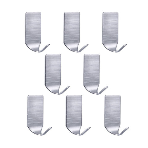 Adhesive Hooks, Strong Hooks Wall Hanger Stainless Steel Waterproof Wall Hooks for Robe Coat Towel Keys Bags Christmas Lights-Home Kitchen Bathroom Office 8-pack