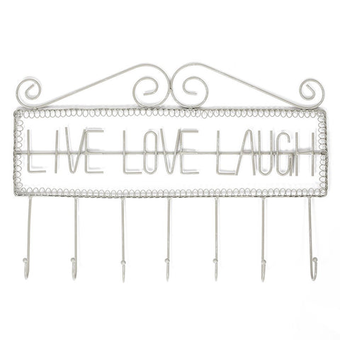Ikee Design Live Love Laugh Fish Bone Metal Wall Mounted Coat Rack/Key Hooks Entryway Organizer/Wall Hanger/Hanger Hooks for Coats, Hats, Scarves, Clothing, Towels, Key or Jewelry