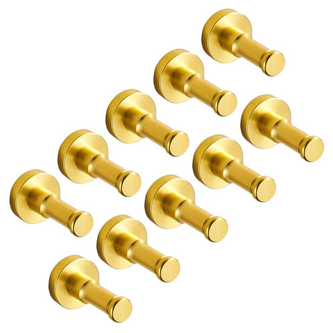eForwish Solid Aluminum Garage Storage Organizer Hook Bathroom Toilet Single Robe Towel Coat Hook Kitchen Utensil Utility Hanger Heavy Duty Wall Mount (Gold) 10 Pcs