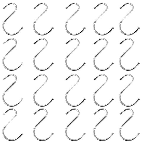 Tsuen 20 Pack S Shaped Hooks Hangers, Heavy Duty Metal Hanging Hooks Hangers Clothes Storage Rack for Kitchen, Bathroom, Bedroom, Work Shop, Garden and Office, 3.3 inches