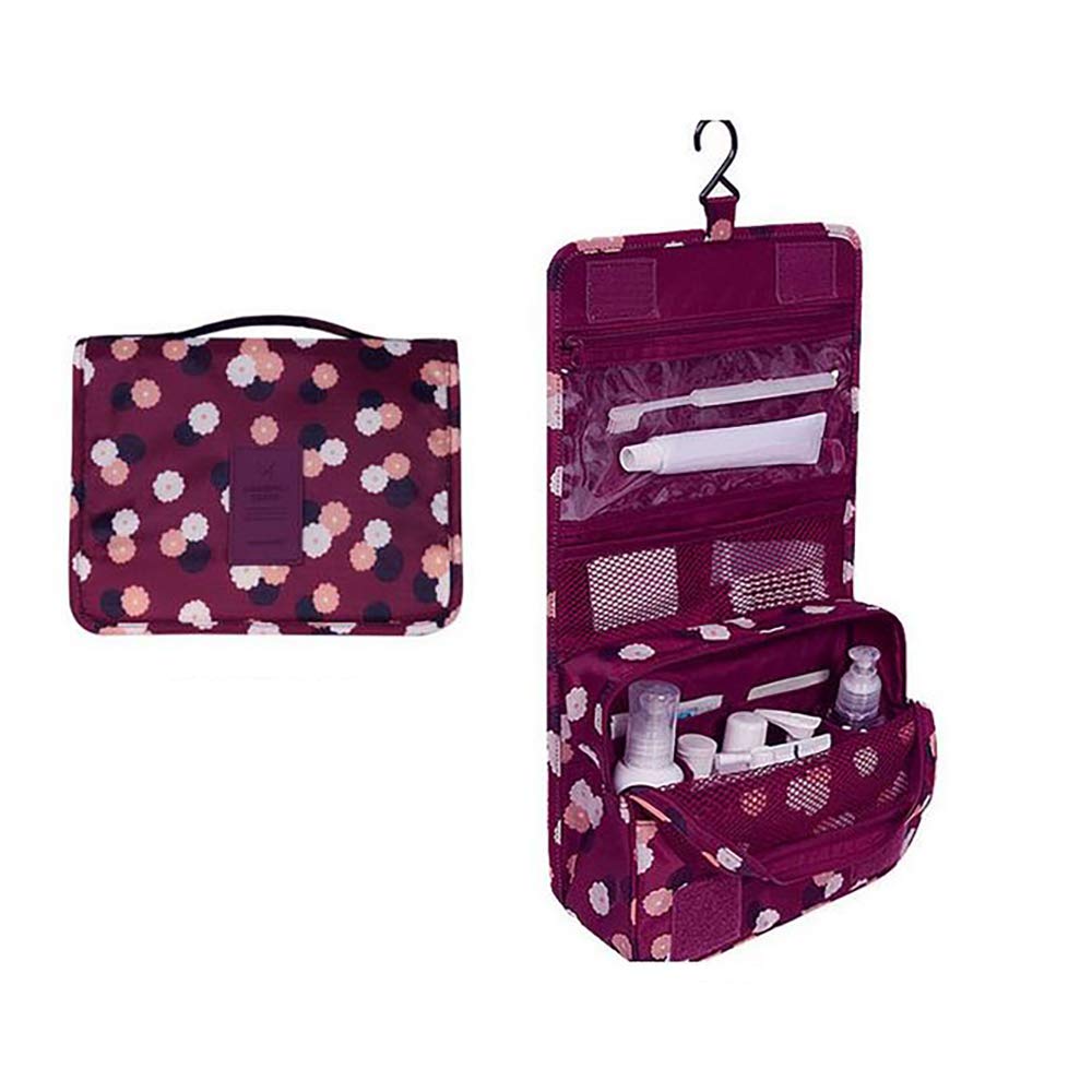 Hooloopie Hanging Toiletry bags Travel Toiley Bag Waterproof Large Cosmetics Bags Makeup Bags for Men Women Travel Organization with Hook(Red Flower)