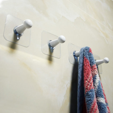 Sendida Hanging Adhesive Wooden Hooks - 4 Pack Nails Free Wood Peg Hooks Storage Wall Mounted Hanging Hook for Coat Towel Hat Closet Hooks - White