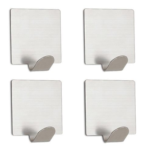 Ambielly Adhesive Hooks, Stainless Steel Waterproof Self Adhesive Hooks Wall Hooks for Jewelry Organizing, Hat Hooks, Coat Hook(Pack of 4) (002)