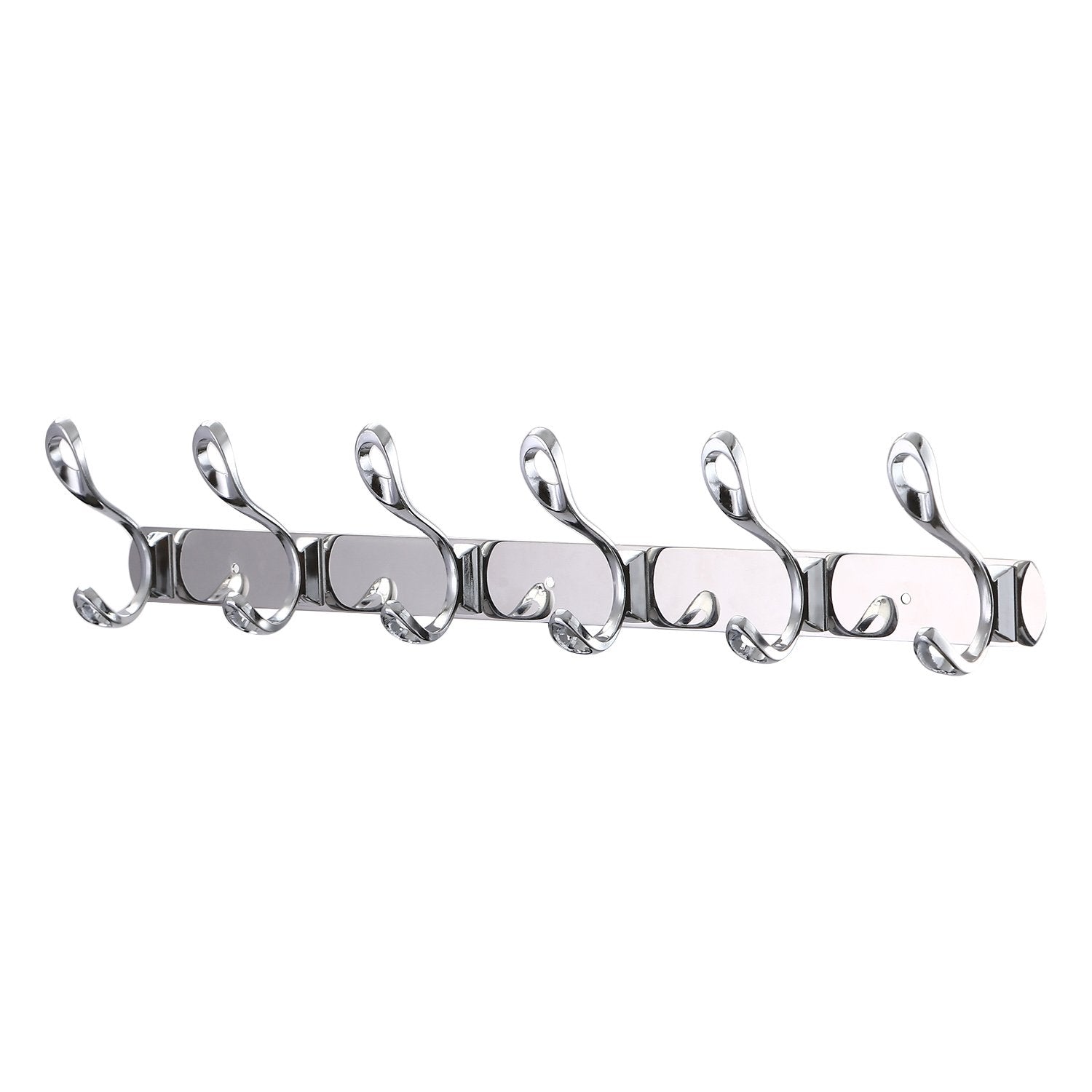 TOROTON Kitchen Utensil Utility Hook 12 Hooks Hole Wall Mount Towel Rack Bedroom Coat Bag Hat Belt Hanger Stainless steel Silver