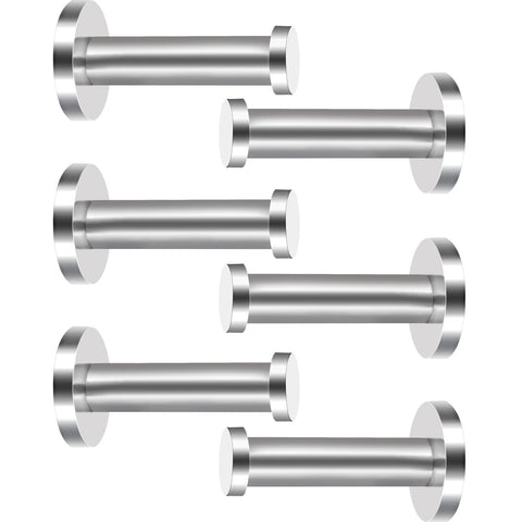 6 Pieces Stainless Steel Wall-Mount Robe Hook Coat Hook Towel Wall Hook, Brushed Nickel (3 Inch, Silver)