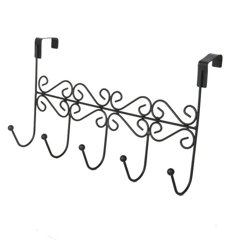 M112"hat Bag Towel Coat Clothes Over Door Bathroom Hanger Hanging Rack Holder 5 Hooks