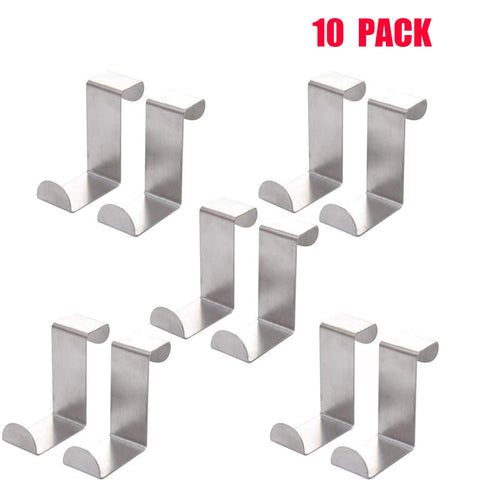Ogrmar 10PCS Stainless Steel Z Shape Reversible Utility Over Door Back Bathroom Kitchen Organizer Rack Hanger Hook for Clothes Towels Scarves Keys Hats (Silver)