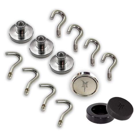 Scratch Proof Magnetic Hooks - Heavy Duty Extra Strong Hook Magnet Set - Best For Refrigerator, Door Coat Hook, BBQ Grill, RV, Cruise Cabin, Garage Tool Hanger, Classroom White Board - 2 Hook Types!