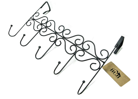 Over the Door Decorative 5 Hook Rack Clothes Coat Hat Belt Hanger Organizer for Home or Office (1, Over the Door Hanger)