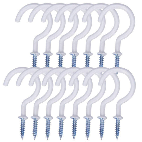 ForUBeauty 15 Pack 2 inches White Cup Hook Holder Ceiling Hooks for Hanging Plants Mugs Kitchen Utensils Wind Chimes and More