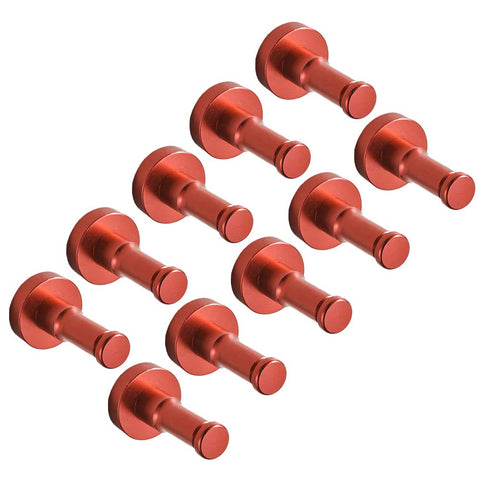 eForwish Solid Aluminum Garage Storage Organizer Hook Bathroom Toilet Single Robe Towel Coat Hook Kitchen Utensil Utility Hanger Heavy Duty Wall Mount (Red) 5 Pcs