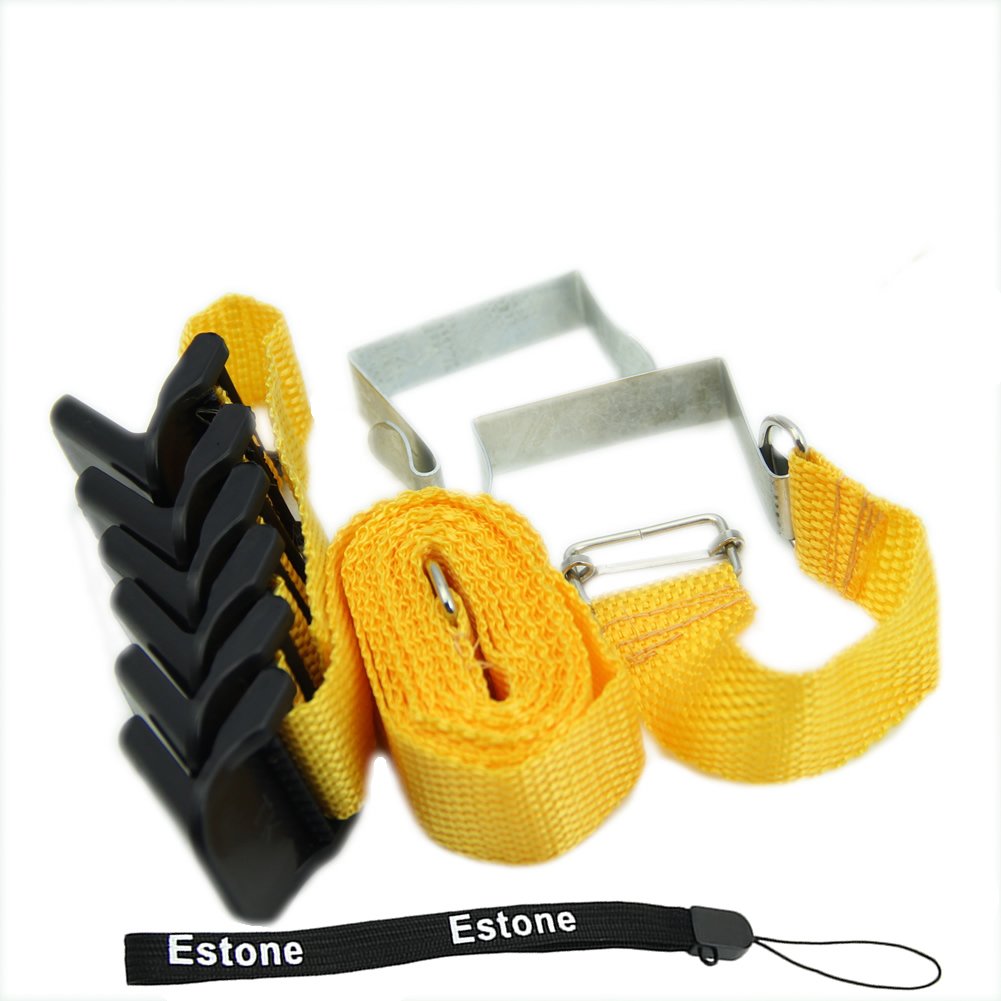 EstoneÂ® Adjustable Over Door Straps Hanger Hat Clothes Coat Bag Rack Organizer 8 Hooks