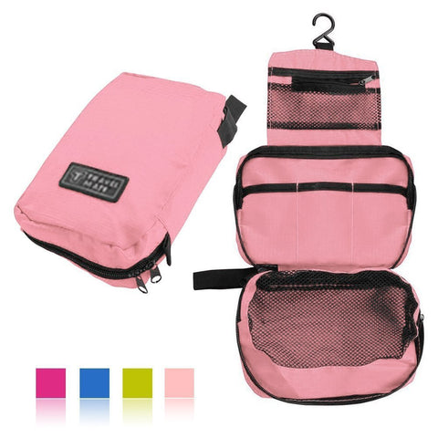 Comicfs Hanging Cosmetic Bag Travel Case Makeup Toiletry Bag with Comicfs cleaning cloth (Baby Pink)