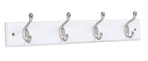 BirdRock Home Oval Hook Coat and Hat Rack | 4 Hooks | White Finish | Satin Nickel Hooks