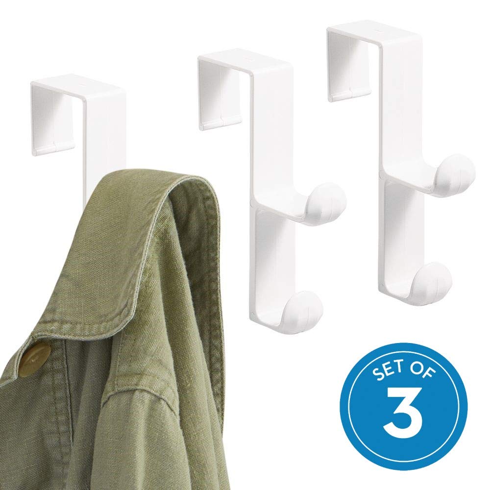 InterDesign Over Door Double Hook (Pack of 3), White