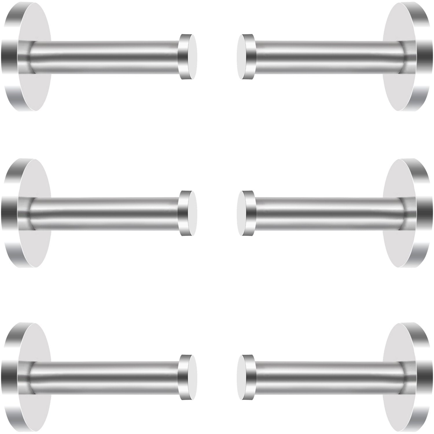 6 Pieces Stainless Steel Wall-Mount Robe Hook Coat Hook Towel Wall Hook, Brushed Nickel (1.9 Inch, Silver)