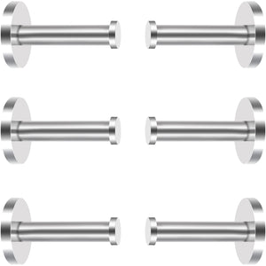 6 Pieces Stainless Steel Wall-Mount Robe Hook Coat Hook Towel Wall Hook, Brushed Nickel (1.9 Inch, Silver)