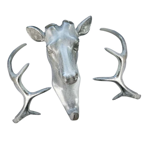 MagiDeal Decorative Deer Head Wall Mount Hanger Resin Coat Hat Hook Rustic 5 Colors - Grey, 121015cm