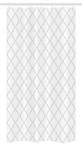Ambesonne Grey Stall Shower Curtain, Simple Monochrome Patterns Geometric Linked Forms on Plain Background Modern Figures, Fabric Bathroom Decor Set with Hooks, 36 W x 72 L Inches, White Gray