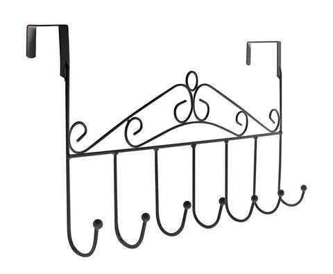 Lebogner Supreme Over the Door 7 Hook Metal Stylish Organizer Rack a Great Storage Addition to Your Home and Office, Great for Jackets, Coats, Bath Towels, Robes, Ties, - Black