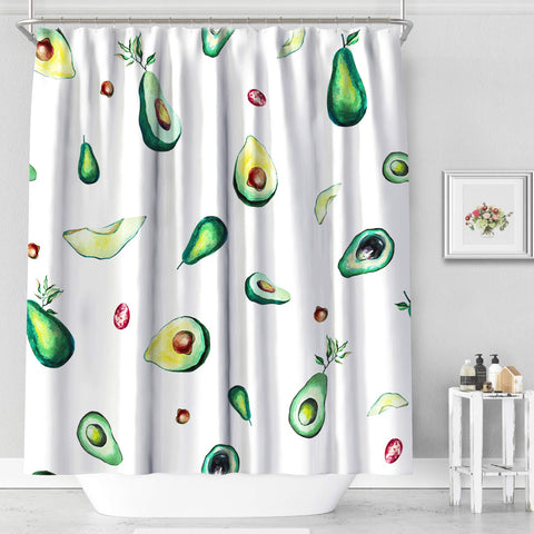 MACOFE Shower Curtain Fabric Shower Curtain Avocado Shower Curtain Polyester Fabric, Waterproof, Machine Washable,Hooks Included,Bathroom Decor Original Design Hand Drawing,71x71in
