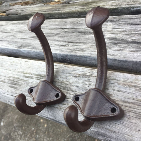 6 Pcs Rustic Cast Iron Wall Coat Hooks Hat Hook Hall Tree Brown Vintage Style
