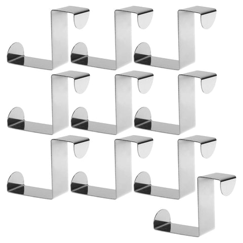 Beautyflier Pack of 10 Stainless Steel Z Shape Over Door Back Hanger Reversible Utility Hook for Clothes Scarves Towels Keys Hats Bathroom Kitchen Organizer Rack