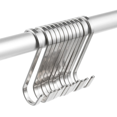 Juvale 12-Pack S Hooks - S-Shaped 304 Stainless Steel Metal Hangers - Hanging Hooks for Kitchen, Bathroom, Bedroom - Holding Pots, Pans, Plant Hook Set - Silver, Small Size - 2 x 2.7 Inches
