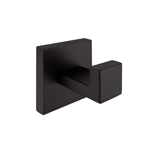 Nolimas Matte Black Towel Coat Hook Stainless Steel Bathroom Clothes Cabinet Closet Sponges Hook Wall Mounted Square Kitchen Heavy Duty Door Hanger 1 Pack