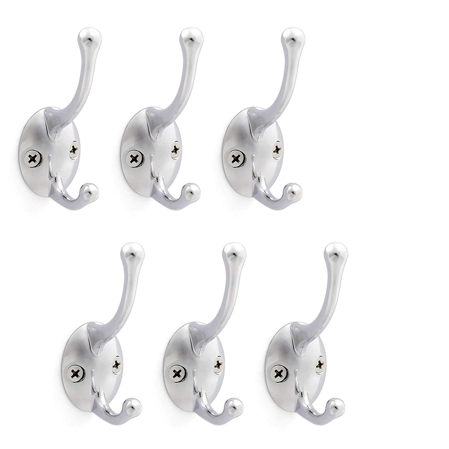 WEBI 6 Set Single Coat and Hat Hook Bath Towel Closet Clothes Hanger Rail Garment Racks Holder, Zinc Alloy Chrome Finish, Wall Mount, Contemporary for Entryway, Bedroom - Bright Polished,YDG-LG-6