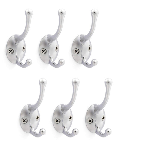 WEBI 6 Set Single Coat and Hat Hook Bath Towel Closet Clothes Hanger Rail Garment Racks Holder, Zinc Alloy Chrome Finish, Wall Mount, Contemporary for Entryway, Bedroom - Bright Polished,YDG-LG-6