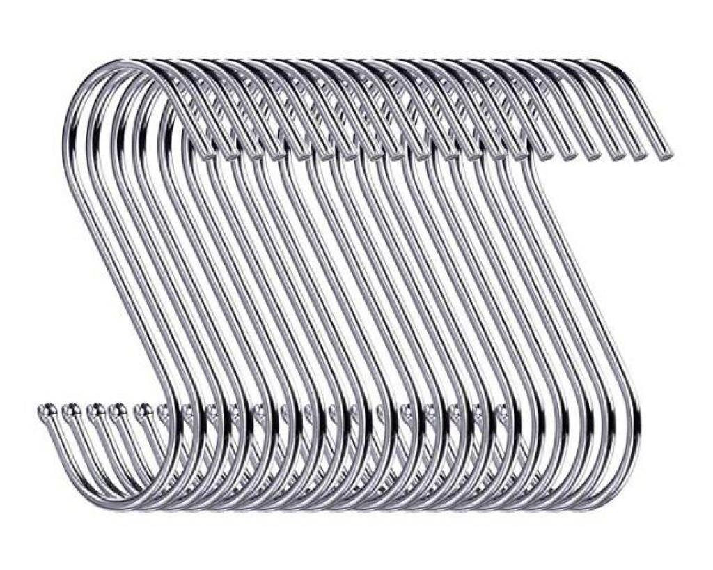 LOUISE MAELYS 15 Packs Stainless Steel Metal S Hook, S Shaped Hooks Hangers Storage Rack for Kitchen, Office, Bathroom, Garden, Dormitory