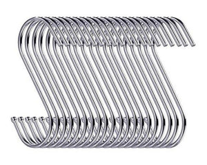 LOUISE MAELYS 15 Packs Stainless Steel Metal S Hook, S Shaped Hooks Hangers Storage Rack for Kitchen, Office, Bathroom, Garden, Dormitory