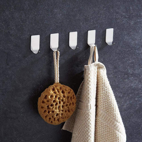 Adhesive Hooks, Heavy Duty Wall Hooks Made from 304 Stainless Steel That's Waterproof for Coat, Towel Hook, Keys, Bags, Kitchen and Bathroom (16 Pack)