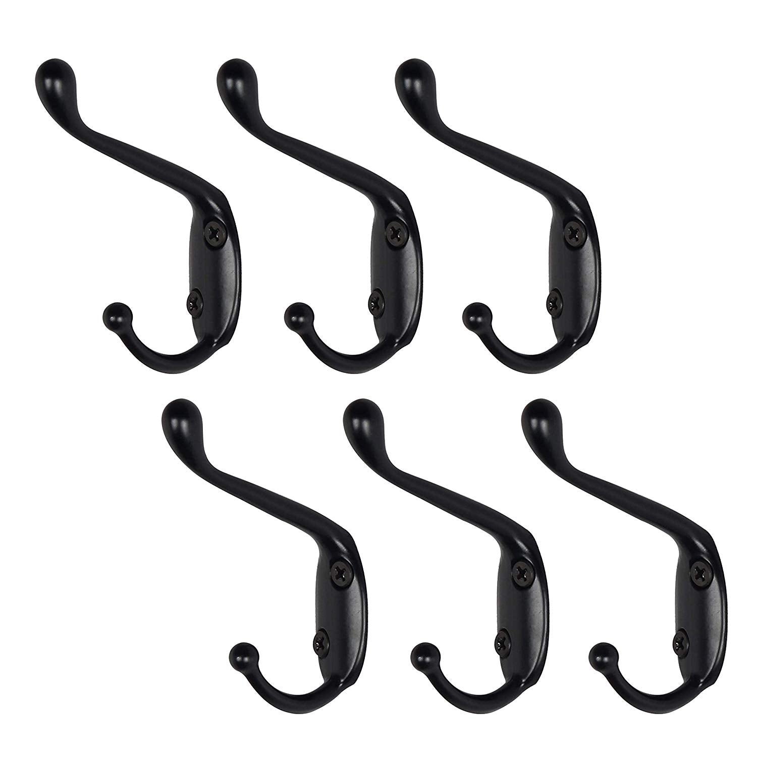 WEBI Swan Hooks, Metal Double Prong Coat Hat Hook,Bath Towel Closet Clothes Hanger Rail, Clothes Garment Rack Holder, Wall Mount Entryway Kitchen Home Office Storage,White