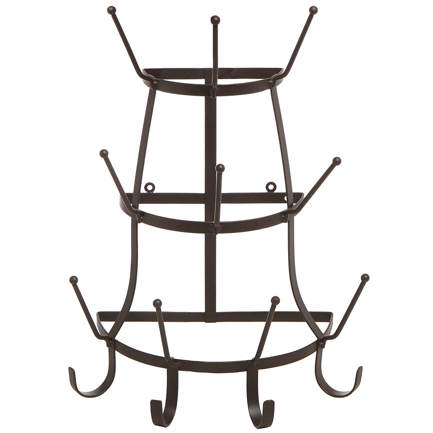 Vintage Rustic Brown Metal Wall Mounted 14 Hook Bottle & Mug Storage Organizer Tree Drying Rack - MyGiftÂ®