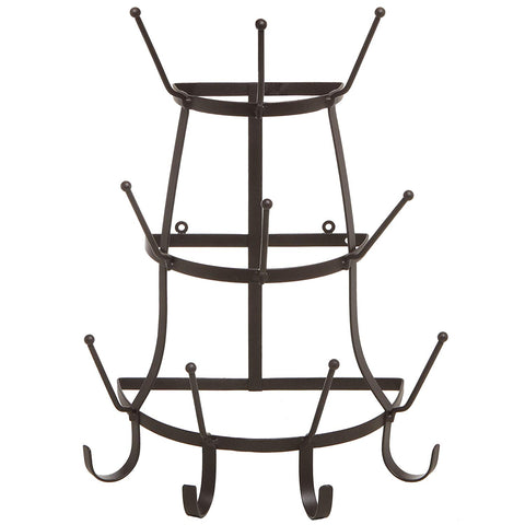 Vintage Rustic Brown Metal Wall Mounted 14 Hook Bottle & Mug Storage Organizer Tree Drying Rack - MyGiftÂ®