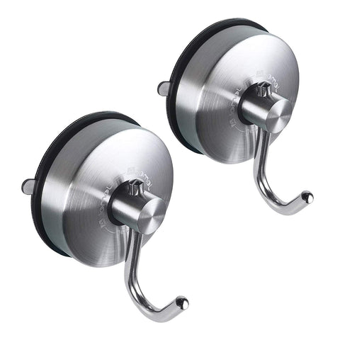 JOMOLA 2PCS Vacuum Suction Cup Single Coat Hook Removable Bathroom Shower Towel Hook Kitchen Wall Hanger SUS304 Stainless Steel Heavy Duty, Brushed Finish
