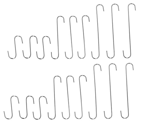 ALAZCO Ultimate 18pc Assorted Size Chrome Steel S-hook for Home Kitchen Pot Rack Hanging Tool Shop Garden