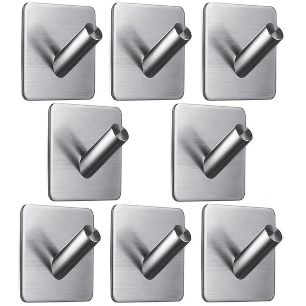 6 Pack Towel Hooks, Anteer Self Stick Robe Hooks Key Hooks Heavy Duty Coat Hooks Stainless Steel Stick on Wall Hooks for Home, Kitchen, Bathroom