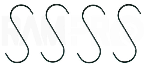 RAM-PRO Set Of 4 JUMBO HEAVY DUTY 10" Steel Powder Coated S-Hooks Hanging Plants, Towels