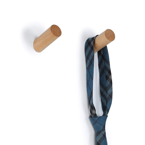 ETECHMART 3" Natural Wooden Coat Hooks Handcrafted Wall Mounted Modern Wood Hat Rack Towel Hanger (Beech, Pack of 2)