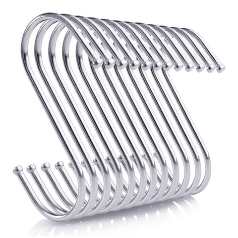 S Shaped Hooks 20 Packs - Heavy Duty Stainless Steel Kitchen Hangers for Hanging Pans Pots Bags Towels Plants (Medium Size)