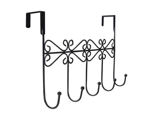 Lebogner Supreme Over the Door 5 Hook Metal Stylish Organizer Rack a Great Storage Addition to Your Home and Office, Great for Jackets, Coats, Bath Towels, Robes, Ties, - Black