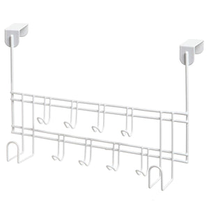 Modern White 10 Hook Metal Wire Over the Door Hanging Storage Organizer Utility Coat Rack - MyGiftÂ®