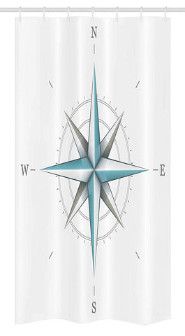 Ambesonne Compass Stall Shower Curtain, Antique Wind Rose Diagram for Cardinal Directions Axis of Earth Illustration, Fabric Bathroom Decor Set with Hooks, 36" X 72", Teal Dimgray