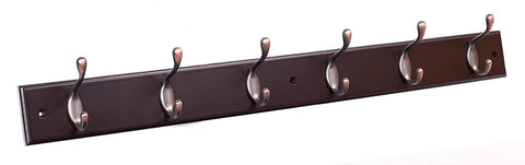 BirdRock Home Oval Hook Coat and Hat Rack | 6 Hooks| Brown Finish | Bronze Hooks
