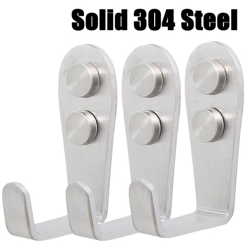 QY 3PCS Brushed Stainless Steel Heavy Duty 3mm-thick Coat and Hat Hook Robe Hook Single Hook Straight Hook Bathroom Towel Hanger Hook Kitchen Utensils Hook
