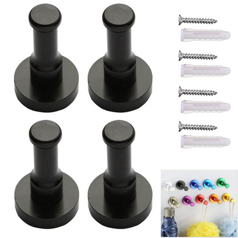 UOOOM 4 pcs Wall Mount Robe Coat Hook Heavy Duty Clothes Towel Hooks Hanger (Black)